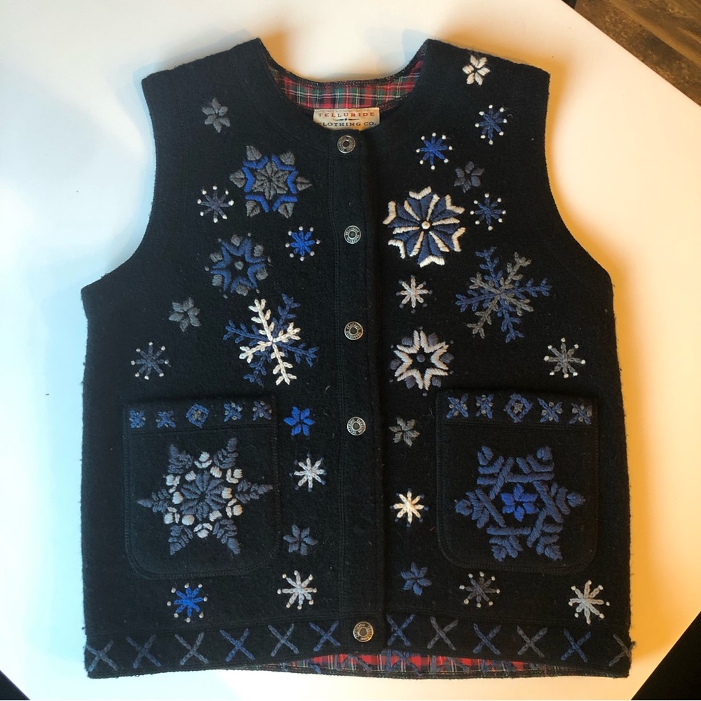 Telluride Clothing Company 💯 Wool Snowflake Christmas Vest